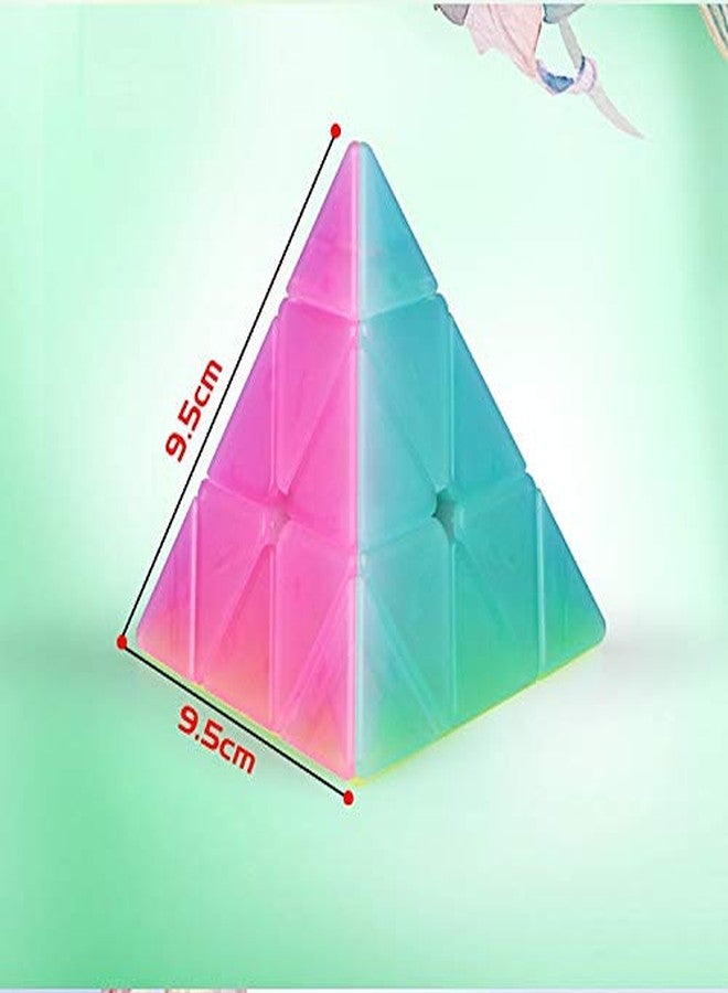 SHUYUE Jelly Windmill Speed Cube Pyramid Speed Cube Triangle Speed Cube 3x3x3 Stickerless Vivid Color Magic Cube Sturdy and Smooth Cube Puzzle Toys (Pyramid Speed Cube) - Image 2